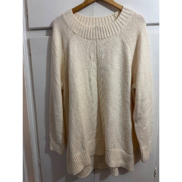 New! D&Co Naturals Cable Knit Mock Neck Sweater with Hi-Lo Hem Cream 1X - Picture 1 of 10